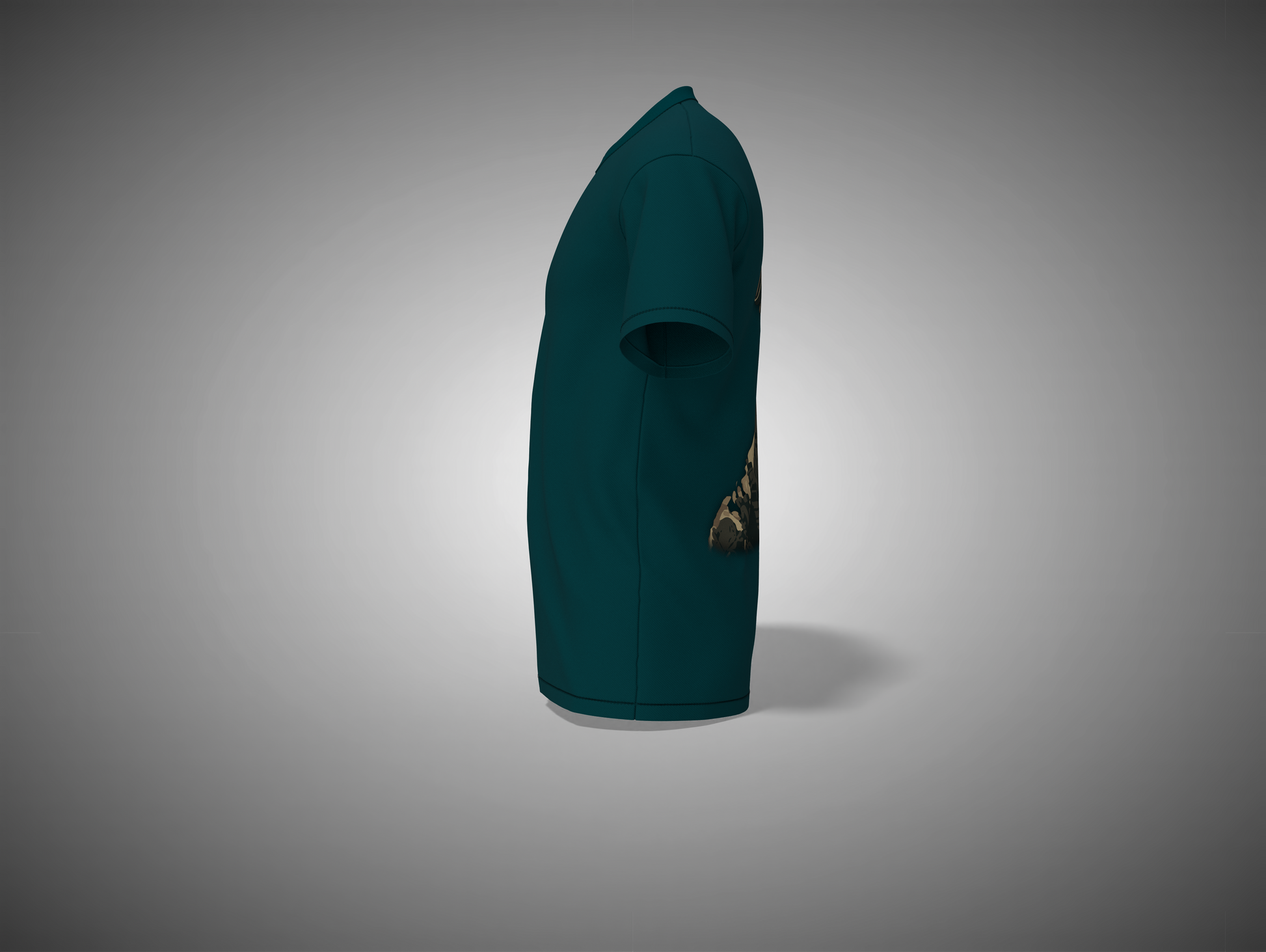 petrol blue hooded garment on a gray background