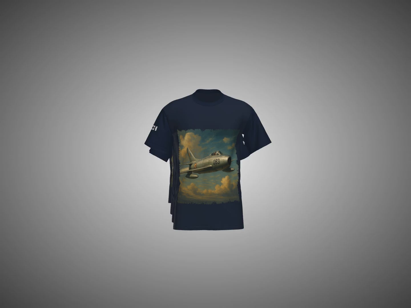 Navy Blue Airplane Printed T-shirt
