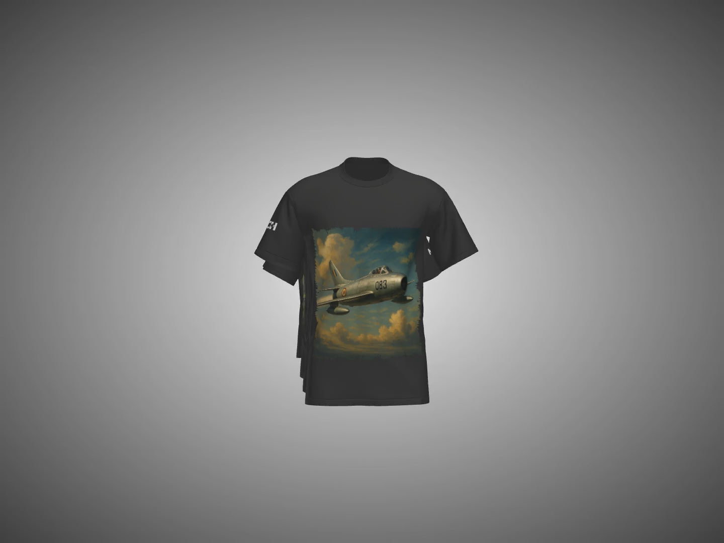 Black t-shirt missile printed 